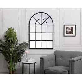 Elegant Decor - Metal windowpane mirror 28 inch x 41 inch in - Black