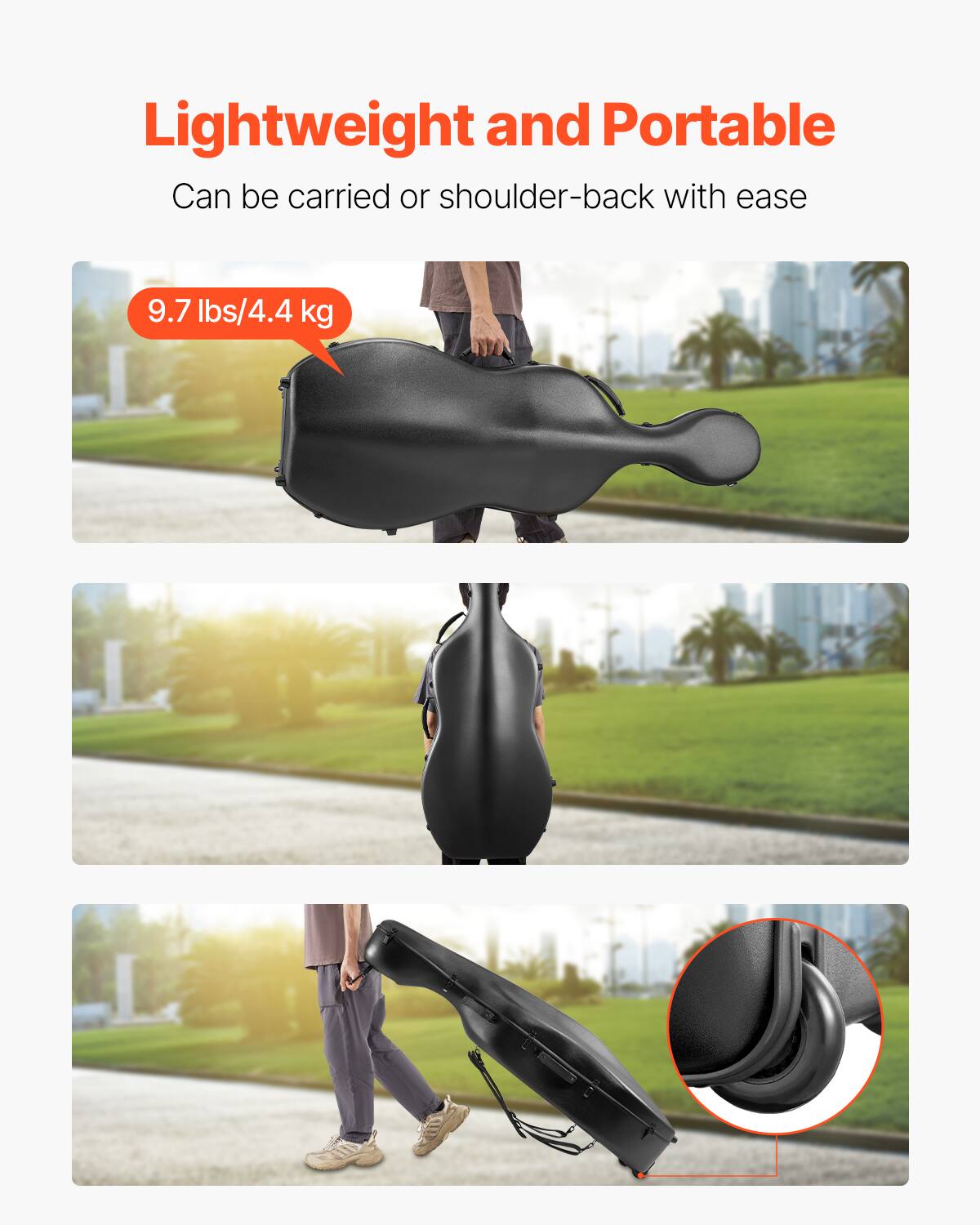 Lightweight and Portable  
Can be carried or shoulder-back with ease  

9.7 lbs/4.4 kg