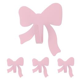 Unique Bargains - 4pcs Bow Decorative Metal Self-Adhesive Wall Hooks Heavy Duty for Bathroom Kitchen Home Office Hanging Keys Coats - Pink