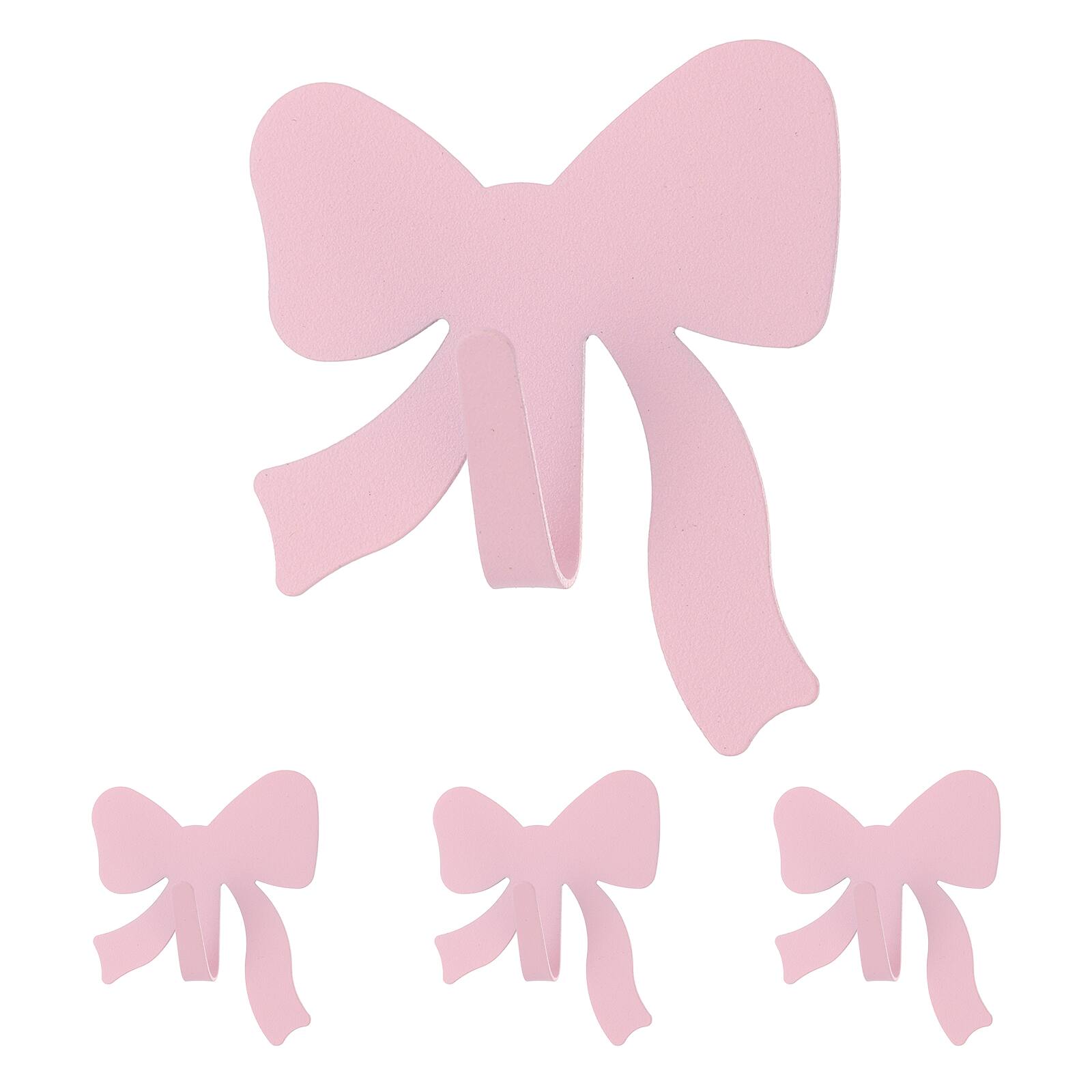 Front. Unique Bargains - 4pcs Bow Decorative Metal Self-Adhesive Wall Hooks Heavy Duty for Bathroom Kitchen Home Office Hanging Keys Coats - Pink.