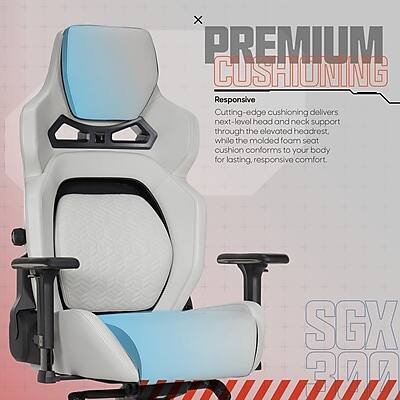 X PREMIUM CUSHIONING  
Responsive  
Cutting-edge cushioning delivers next-level head and neck support through the elevated headrest, while the molded foam seat cushion conforms to your body for lasting, responsive comfort.  
SGX 300