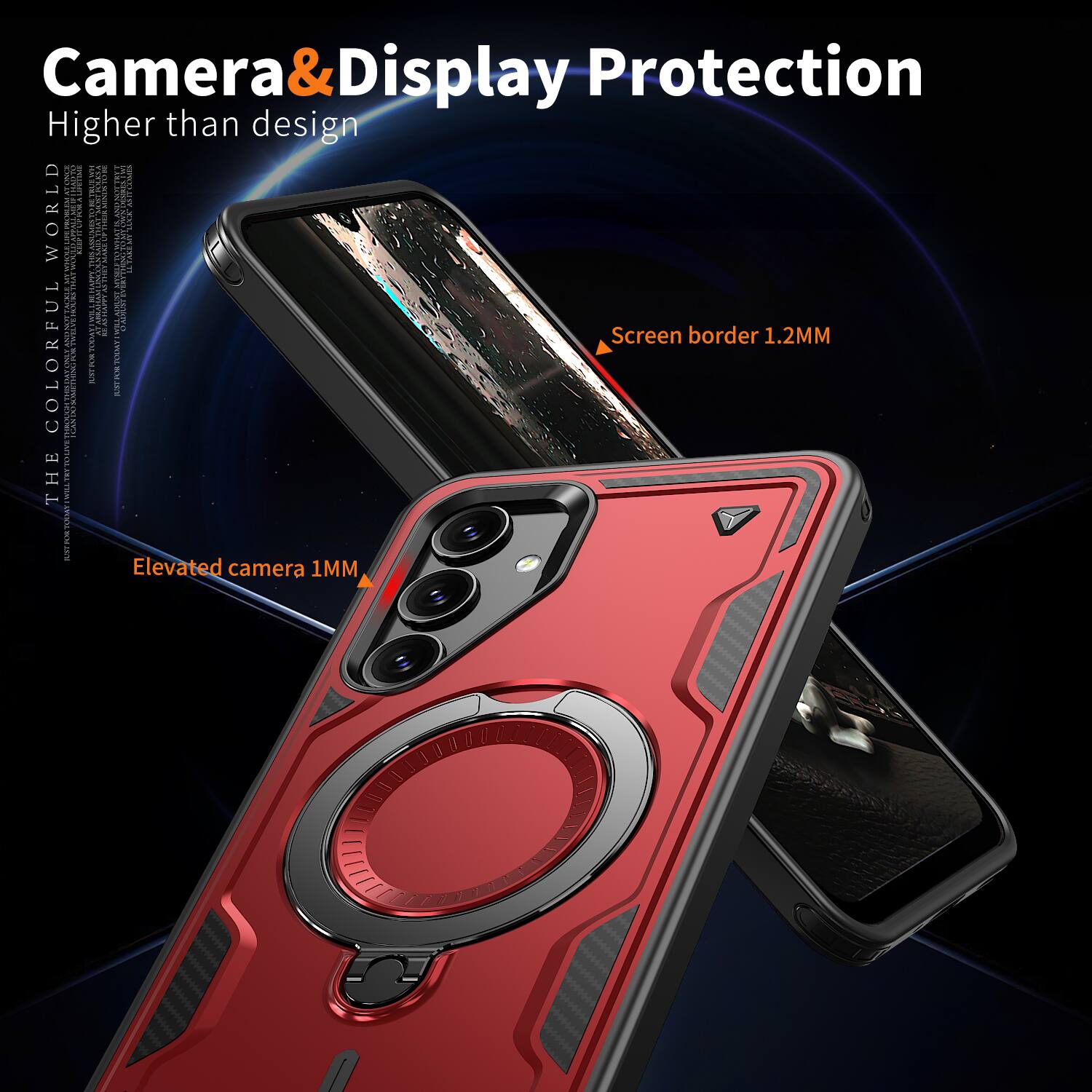 Camera & Display Protection  
Higher than design  

Screen border 1.2MM  
Elevated camera 1MM