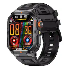 YONWAY - Military Sports Smart Watch, Sports Tracker, 1000Mah Battery, Bluetooth Call, IP68 Waterproof for Men - Black - (2025)