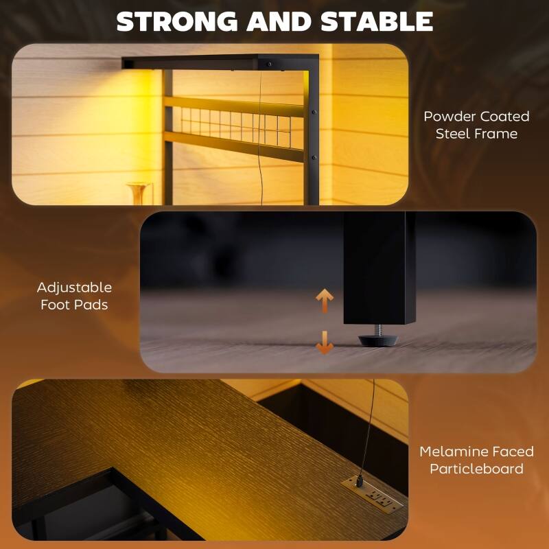 STRONG AND STABLE

- Powder Coated Steel Frame
- Adjustable Foot Pads
- Melamine Faced Particleboard