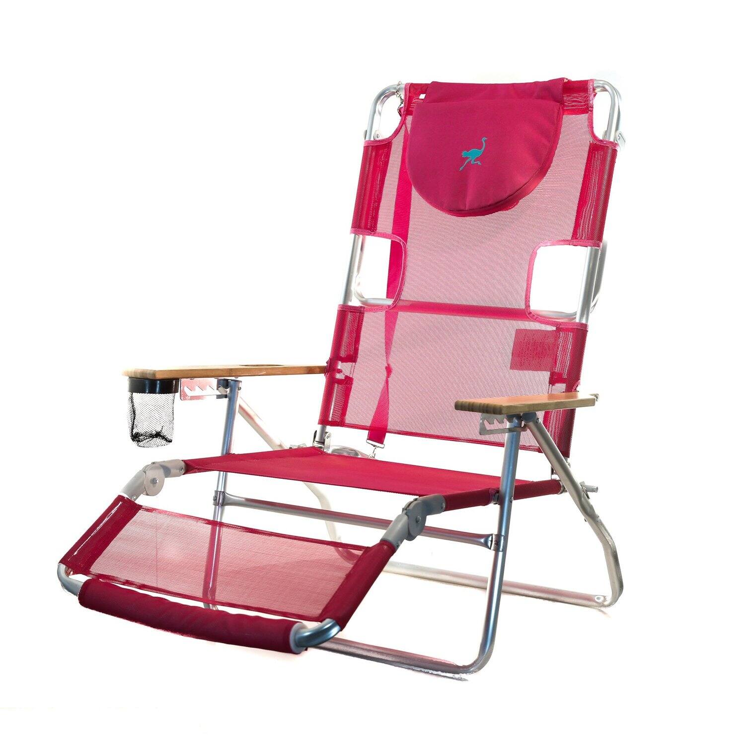 Alt View 1. Ostrich - Ostrich 3-N-1 Light Aluminum Multi-Position Reclining Beach Chair, Pink (2 Pack) - Pink.