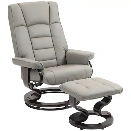 Front. Homcom - Leather Recliner with Ottoman - Gray.