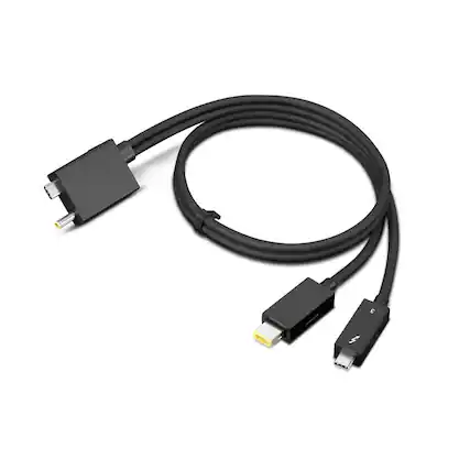 Front. Lenovo - Lenovo 2.3' 230W Thunderbolt 4 USB-C Split Cable for WorkStation Dock.
