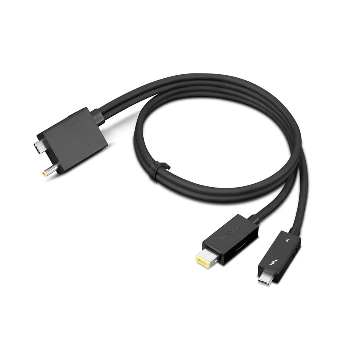Front. Lenovo - Lenovo 2.3' 230W Thunderbolt 4 USB-C Split Cable for WorkStation Dock.