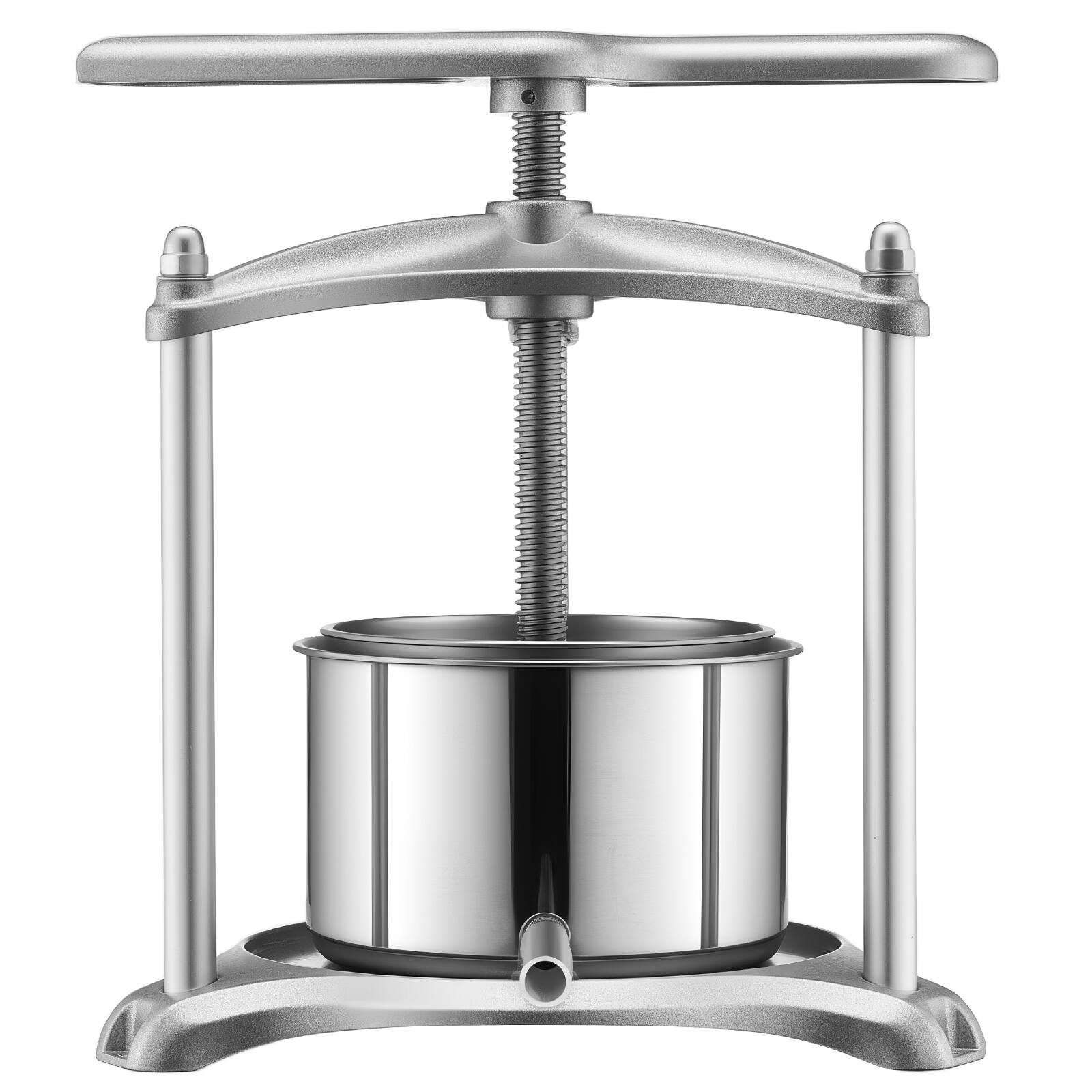 Alt View 5. VEVOR - Fruit Wine Press, 0.8 Gallon/3L,Stainless Steel Manual Juice Maker with Powerful T-Shaped Handle, Juice Making for Apple - Silver.