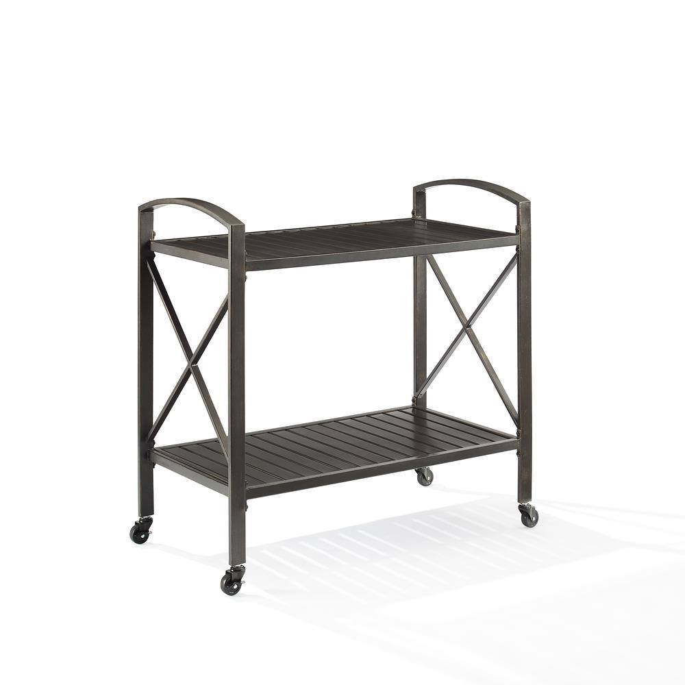 Alt View 2. Crosley Furniture - Kaplan Metal Outdoor Bar Cart - Oil Rubbed Bronze.