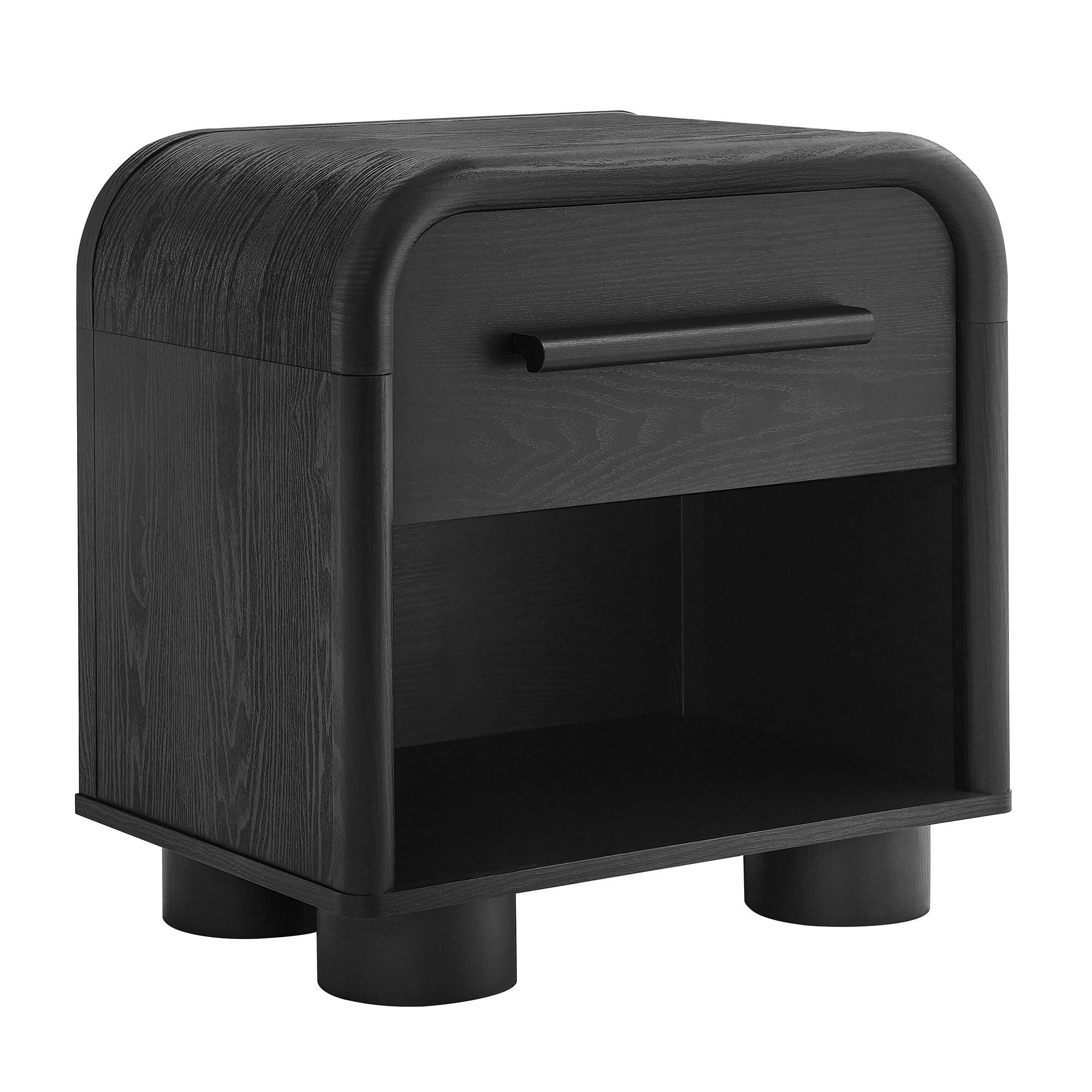 Angle. Modway - Bellamy Curved 1-Drawer Nightstand by Modway - Black Oak.