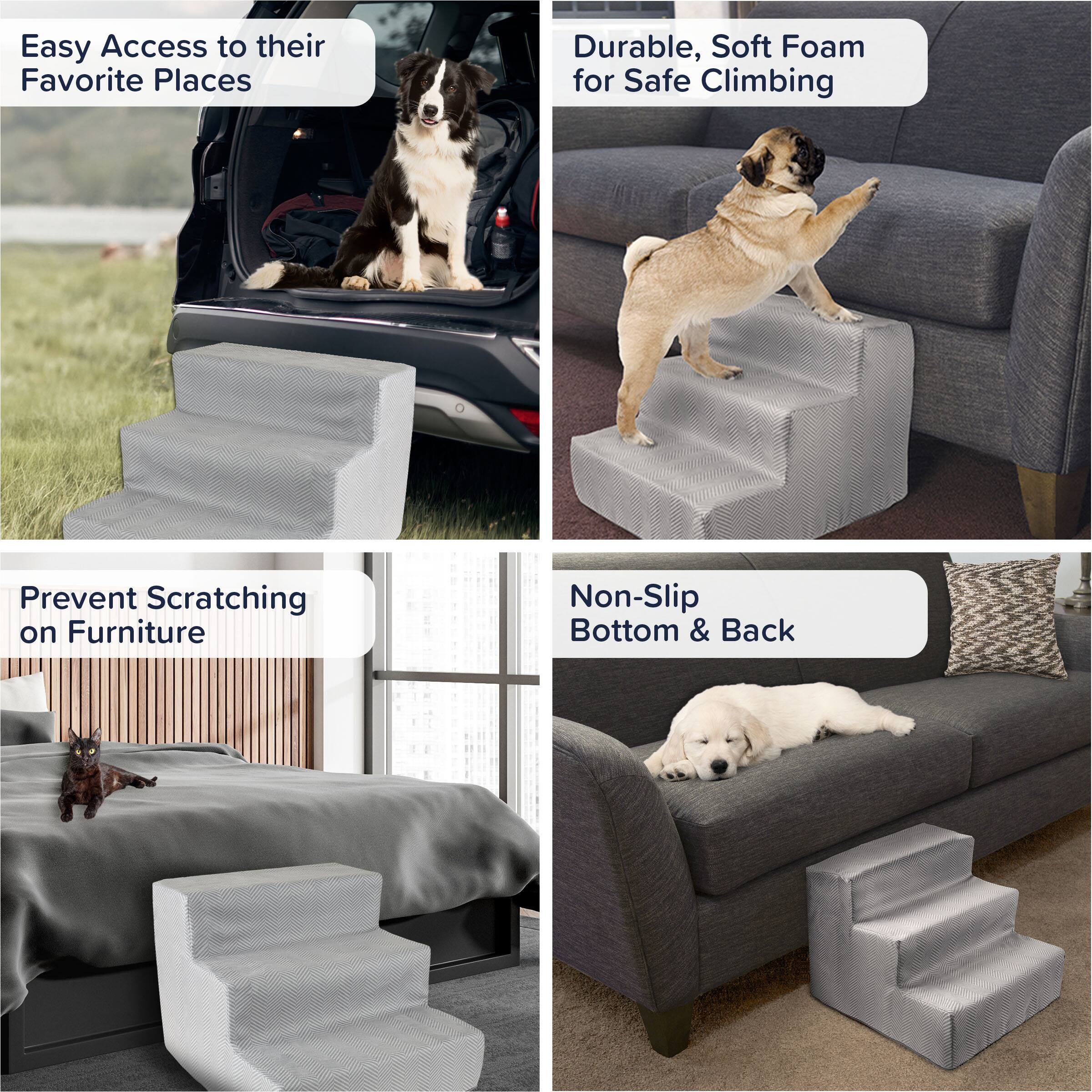 Easy Access to their Favorite Places  
Durable, Soft Foam for Safe Climbing  
Prevent Scratching on Furniture  
Non-Slip Bottom & Back