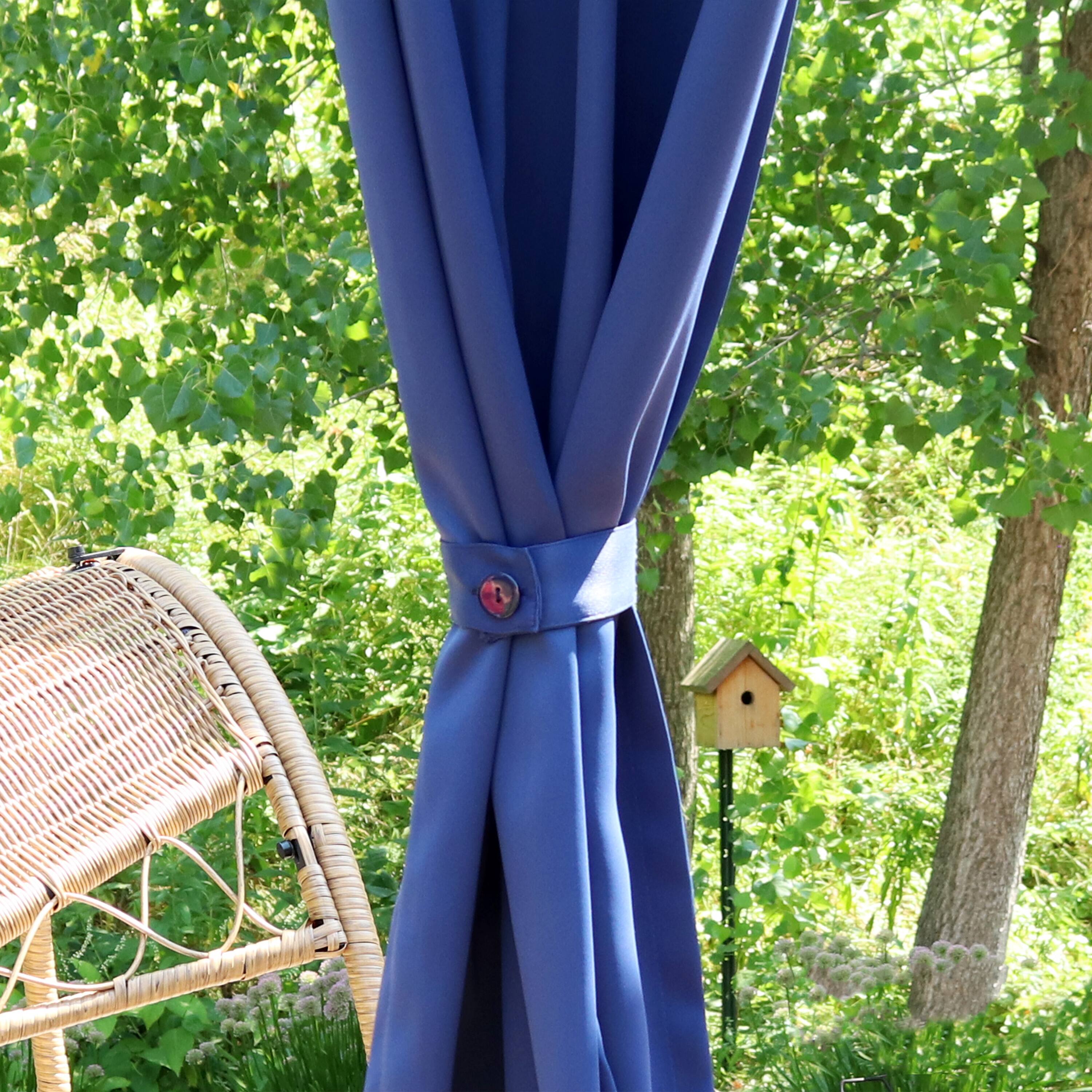 Alt View 3. Sunnydaze - Indoor/Outdoor Polyester Curtain Tiebacks - Set of 2 - Blue.