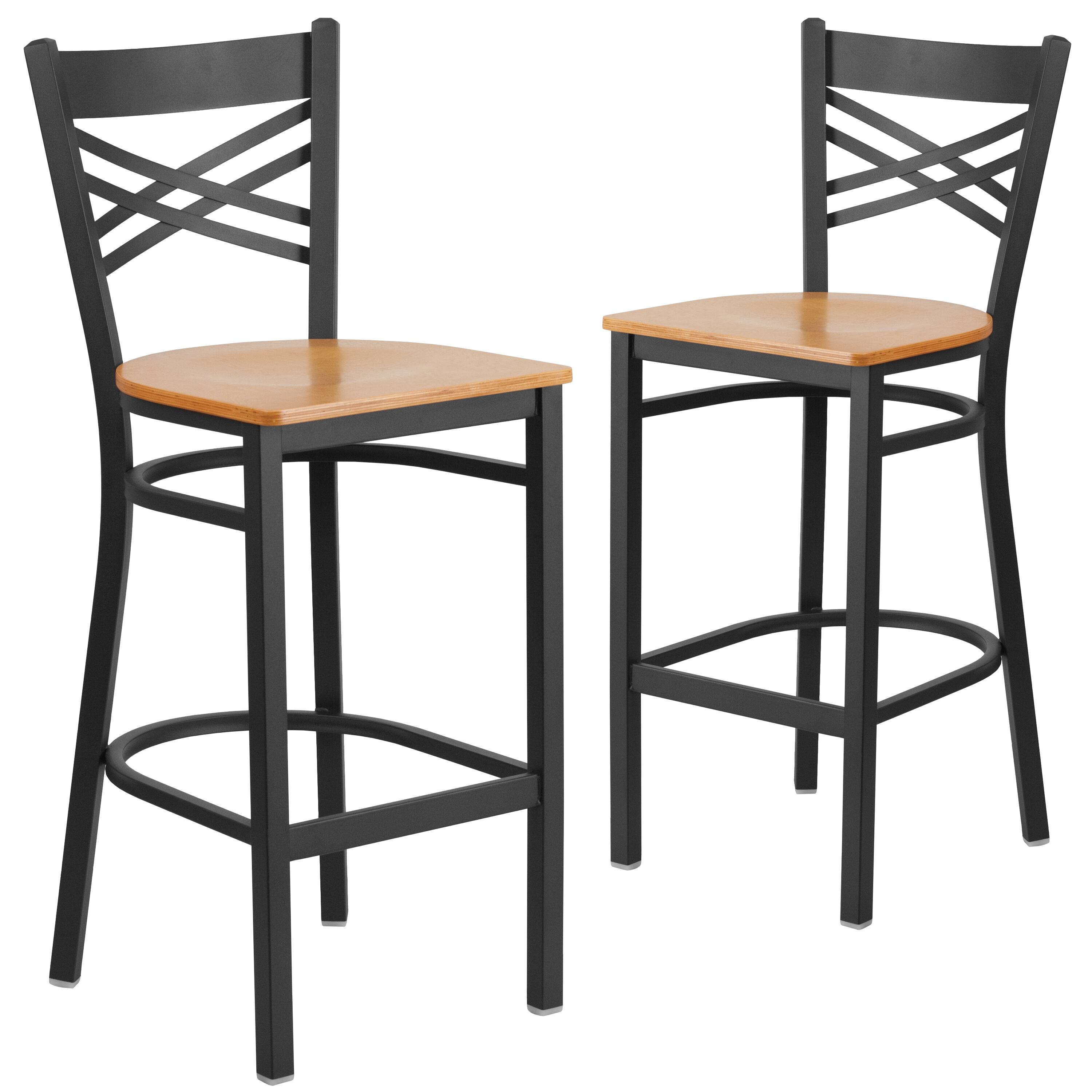 Natural Wood Seat/Black Metal Frame