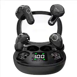 PRIMEPLUS - Invisible Mini Short Stem Bluetooth 5.3 Earbuds, Waterproof Sport Earphones with Mic, 2 Pairs for Sleeping/Sports - Black