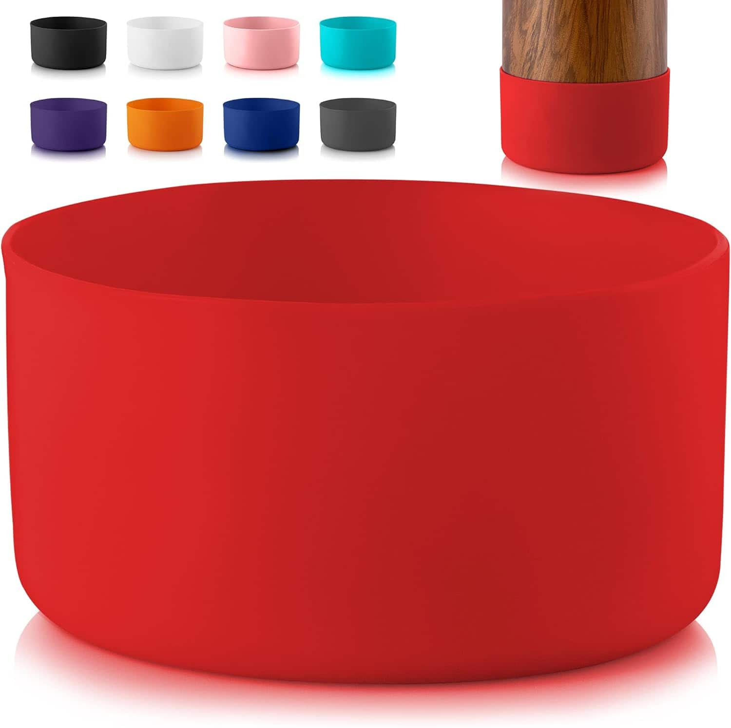 Zulay Kitchen - Protective Silicone Boot 3.5Inches Diameter Water Bottles - Red