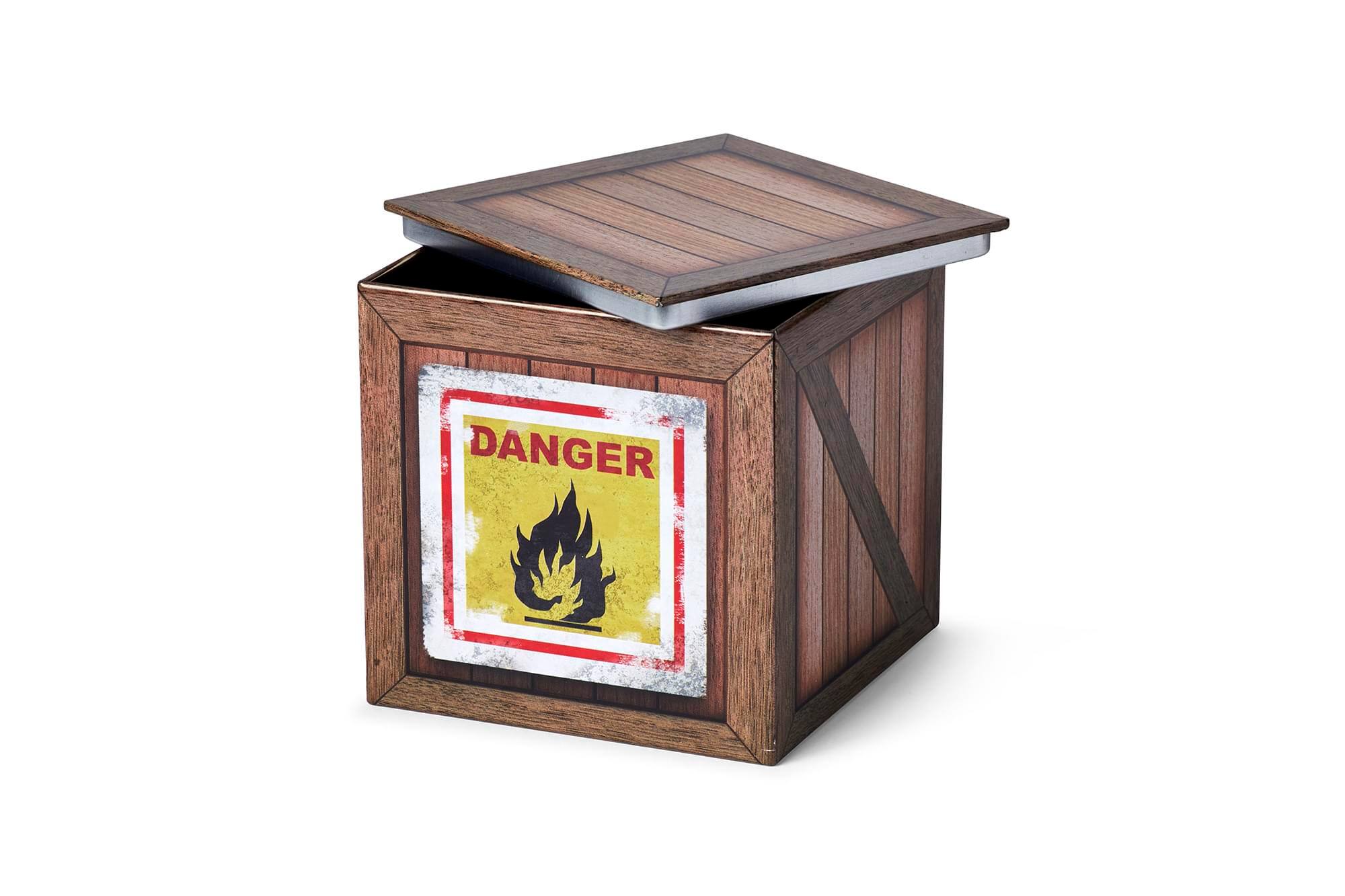 Front. Toynk - Nintendo Smash Brothers Crate 4 x 4 Inch Tin Storage Box - Brown.