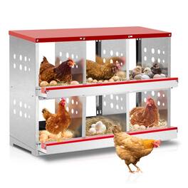 Winado - 6 Holes Chicken Nesting Boxes Hen Laying Garden Rollout Egg Collection for Outdoor - Red