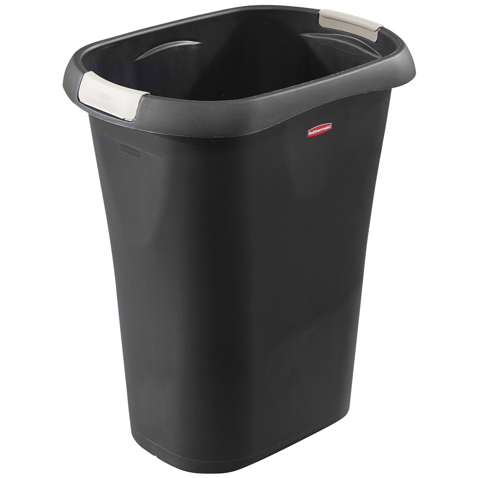 RubberMaid - 8 Gallon Plastic Home/Office Wastebasket Trash Can with Liner Lock - Black