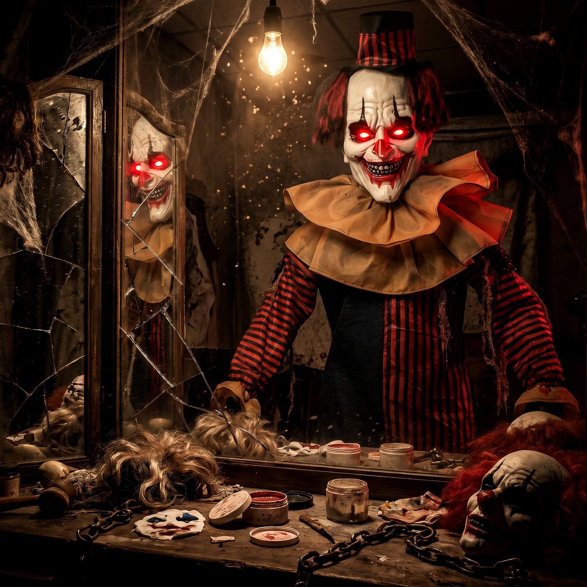 Alt View 7. Homcom - Animated Clown Halloween Decorations with Sound Touch Activated, Light Up Eyes - Red, Black, Orange.