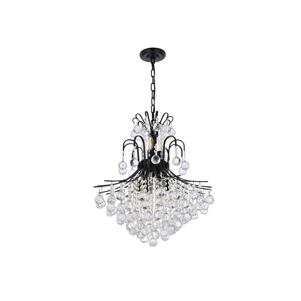 Left. Elegant Lighting - Toureg 22 inch black chandelier - Black And Clear.