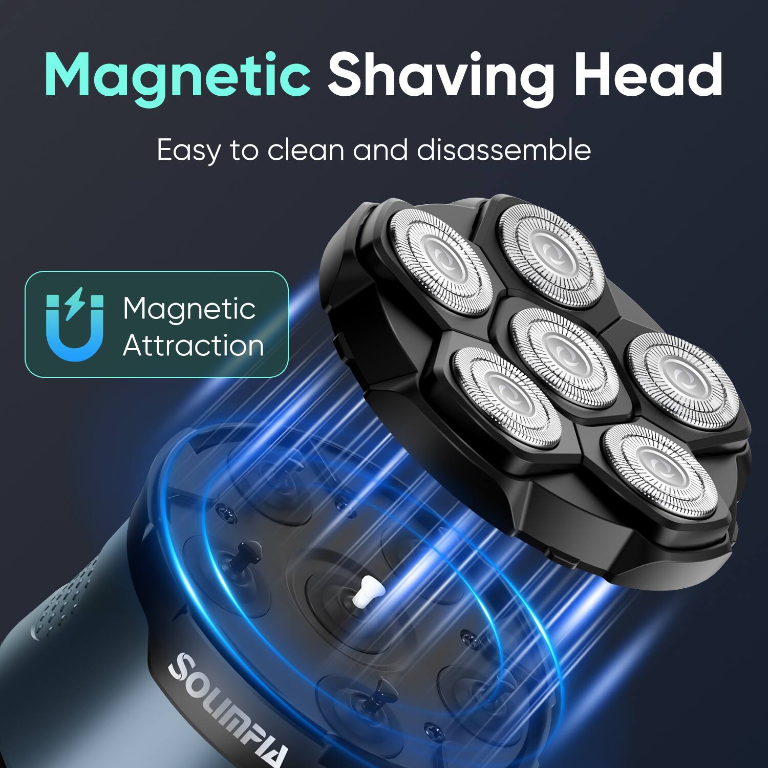 HATTEKER Head Shaver for Bald Men, 6D Floating Magnetic Rotary Razor ...