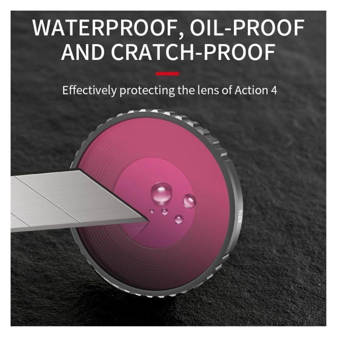WATERPROOF, OIL-PROOF AND CRATCH-PROOF

Effectively protecting the lens of Action 4