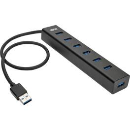 Eaton Tripp Lite Series 7-Port USB-A Mini Hub - USB 3.x (5Gbps), International Plug Adapters, Aluminum Housing - USB 3.2 - Black