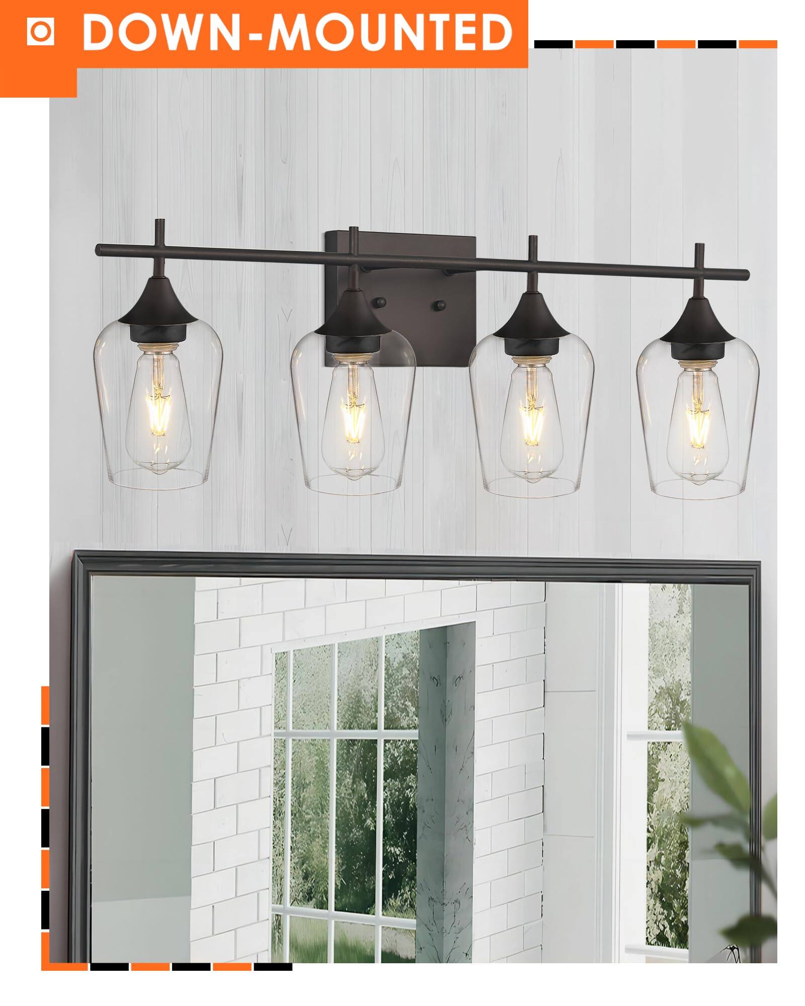 Back. Cedar Assembly - Light Bathroom Lighting Fixtures Over Mirror Inch Oil Rubbed Bronze Vanity Lights Farmhouse Rustic Bath Wal - Nickel, Clear Glass 2 - Light.