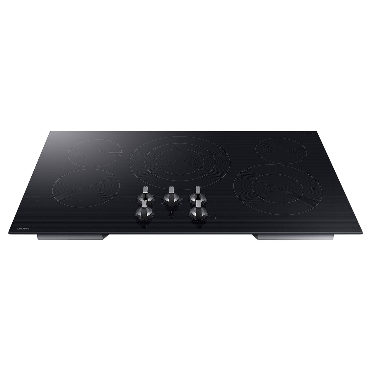 Alt View 19. Samsung - 36" Electric Cooktop with 5 Burners and ENERGY STAR Certified Cooktop with Illuminated Knobs - Black.