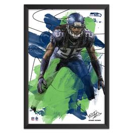 Sporticulture - Richard Sherman Seattle Seahawks 14" x 20" Brush Stroke Player Framed Art Print - Multicolor