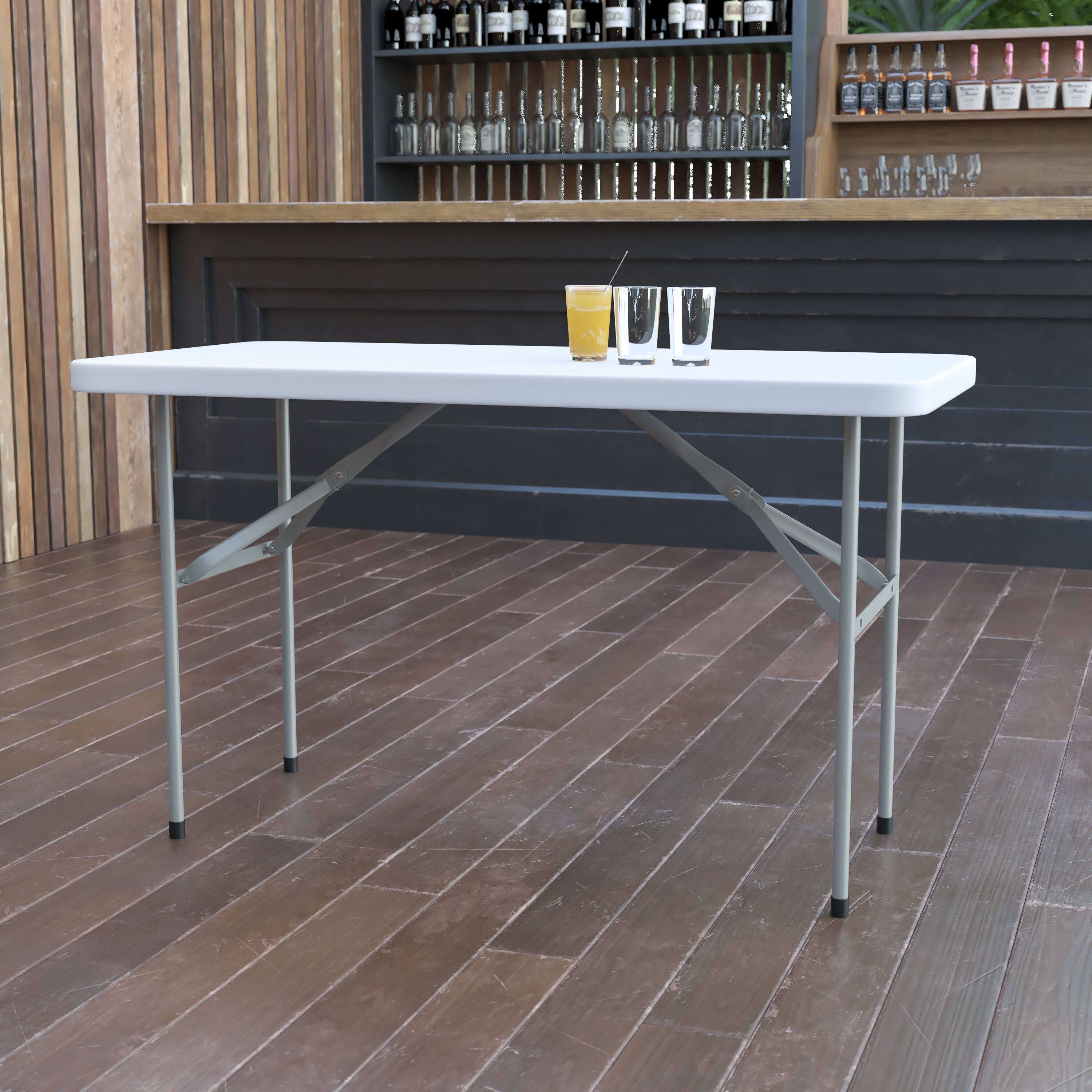 Alt View 11. Alamont Home - Elon 4-Foot Granite White Plastic Folding Table - Banquet / Event Folding Table - Granite White.