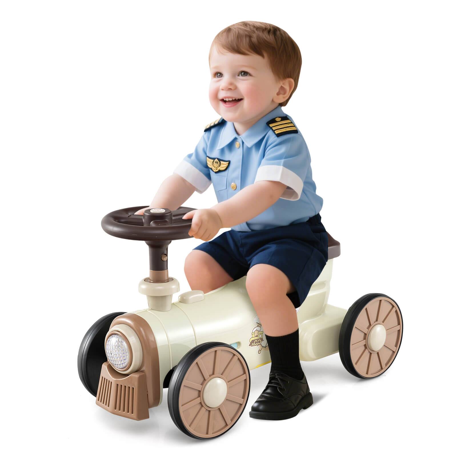 Alt View 9. Costway - Costway Ride on Push Car with Storage Compartment & Train Whistle Sound Button - Beige.