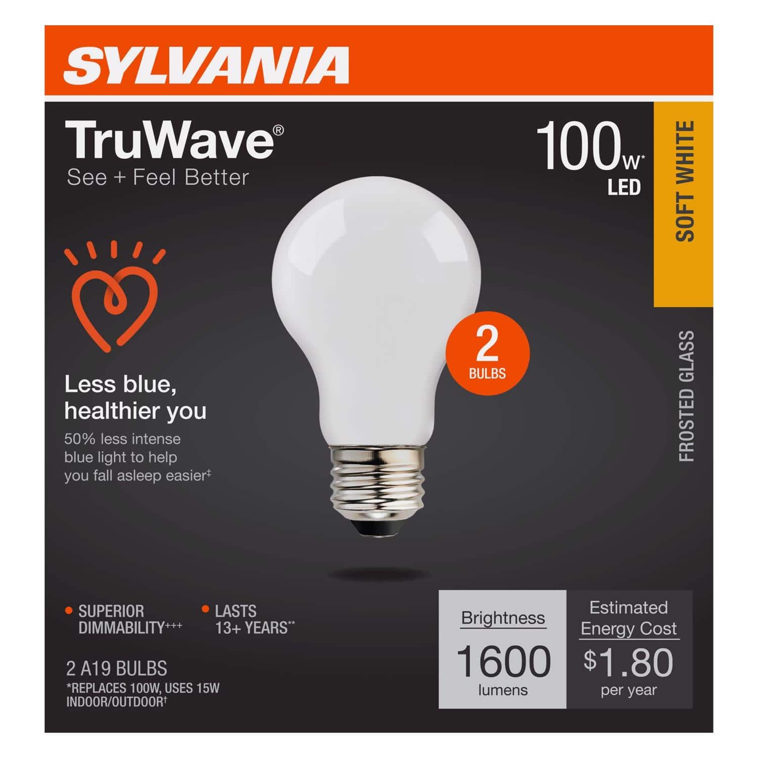 Sylvania - TruWave A19 E26 (Medium) LED Bulb Soft White 100 Watt Equivalence 1 pk