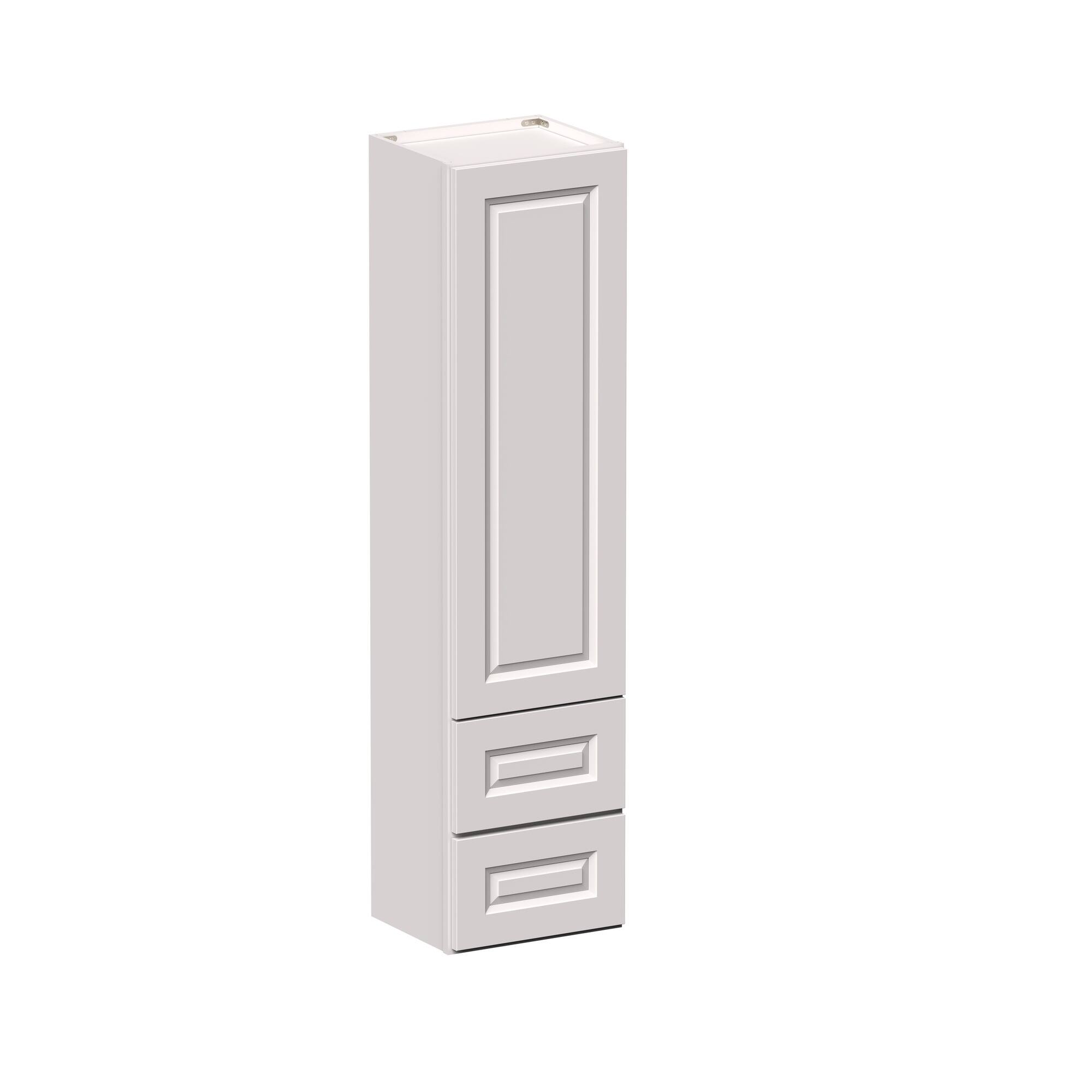 Angle. Boyel Living - 15-in W x 60-in H x 12-in D Shaker Countertop Pantry Cabinet with Soft-Close Storage - Glacier White.
