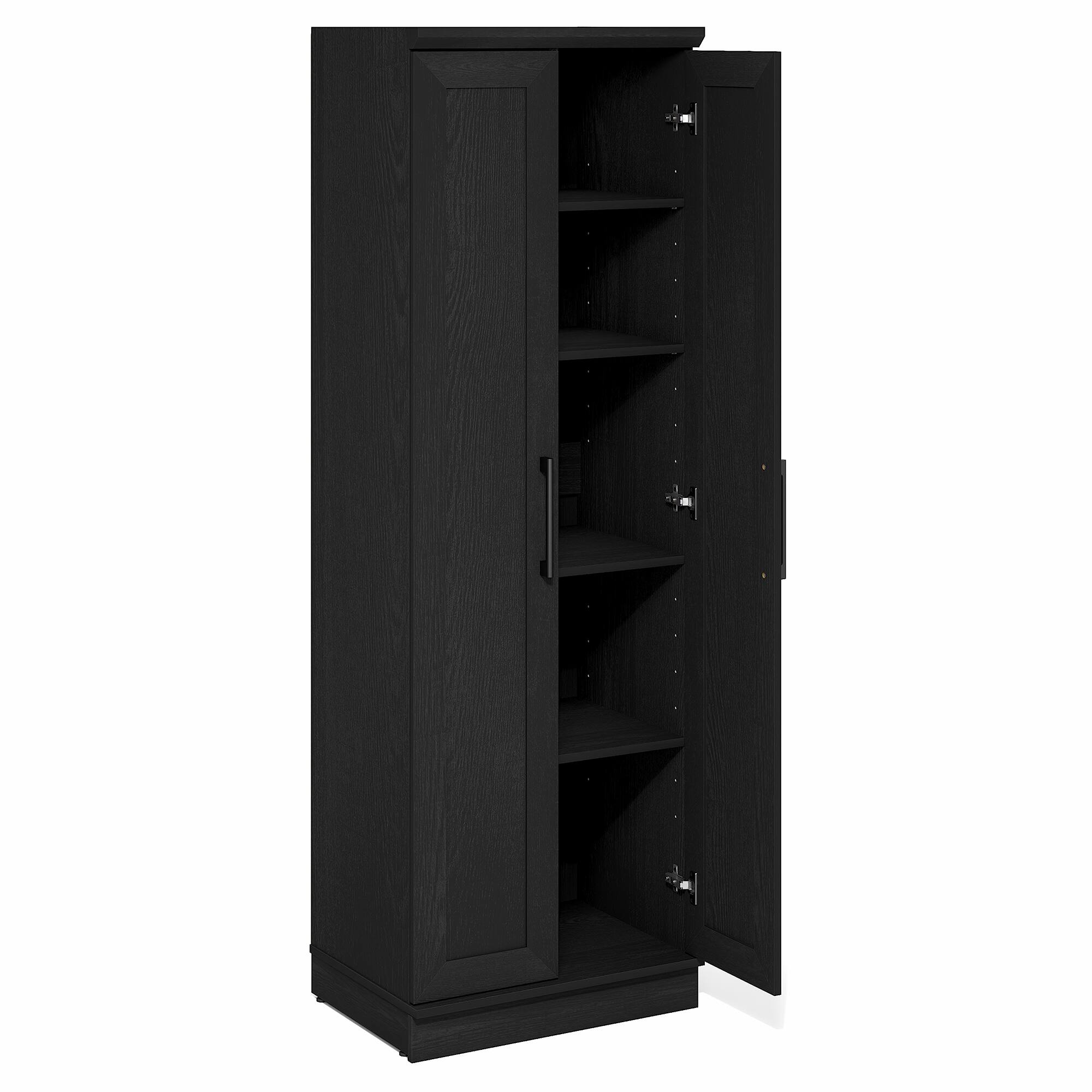 Alt View 8. Furinno - ROBIN Storage Cabinet, Pantry Cabinet with Adjustable Shelves, 23W with 2 Shaker-Doors, Kitchen Cabinet - Black Woodgrain.