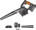 Front. WORX - 20V 160 MPH 100 CFM Cordless Shop Blower (1 x 2.0 Ah Battery and 1 x Battery Charger) - Black.
