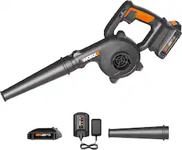 WORX - 20V 160 MPH 100 CFM Cordless Shop Blower (1 x 2.0 Ah Battery and 1 x Battery Charger) - Black