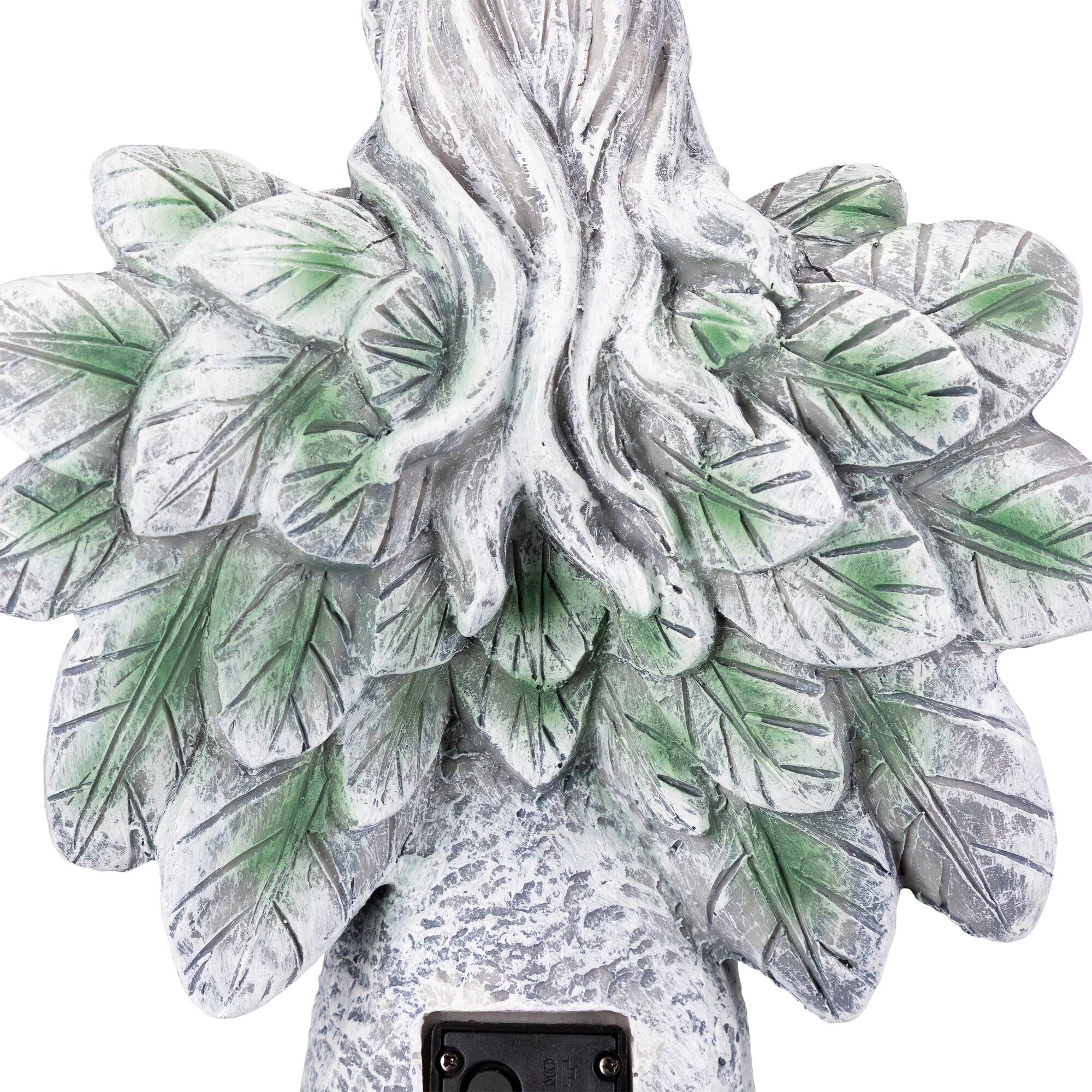 Alt View 9. Northlight - LED Solar Lighted Bless All Creatures Outdoor Garden Birdbath - 16" - Gray.