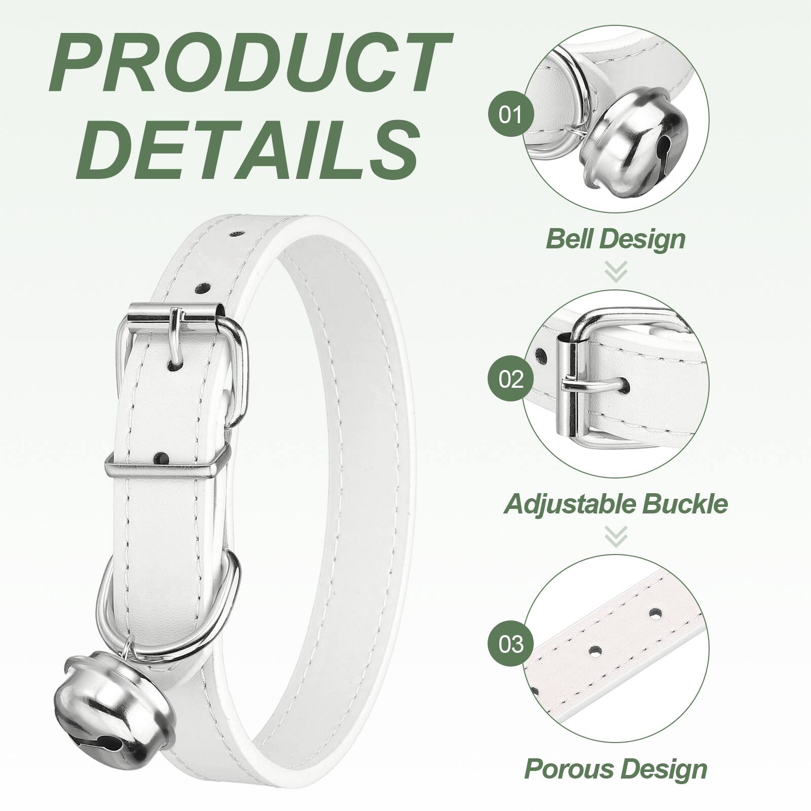 PRODUCT DETAILS

01 Bell Design

02 Adjustable Buckle

03 Porous Design