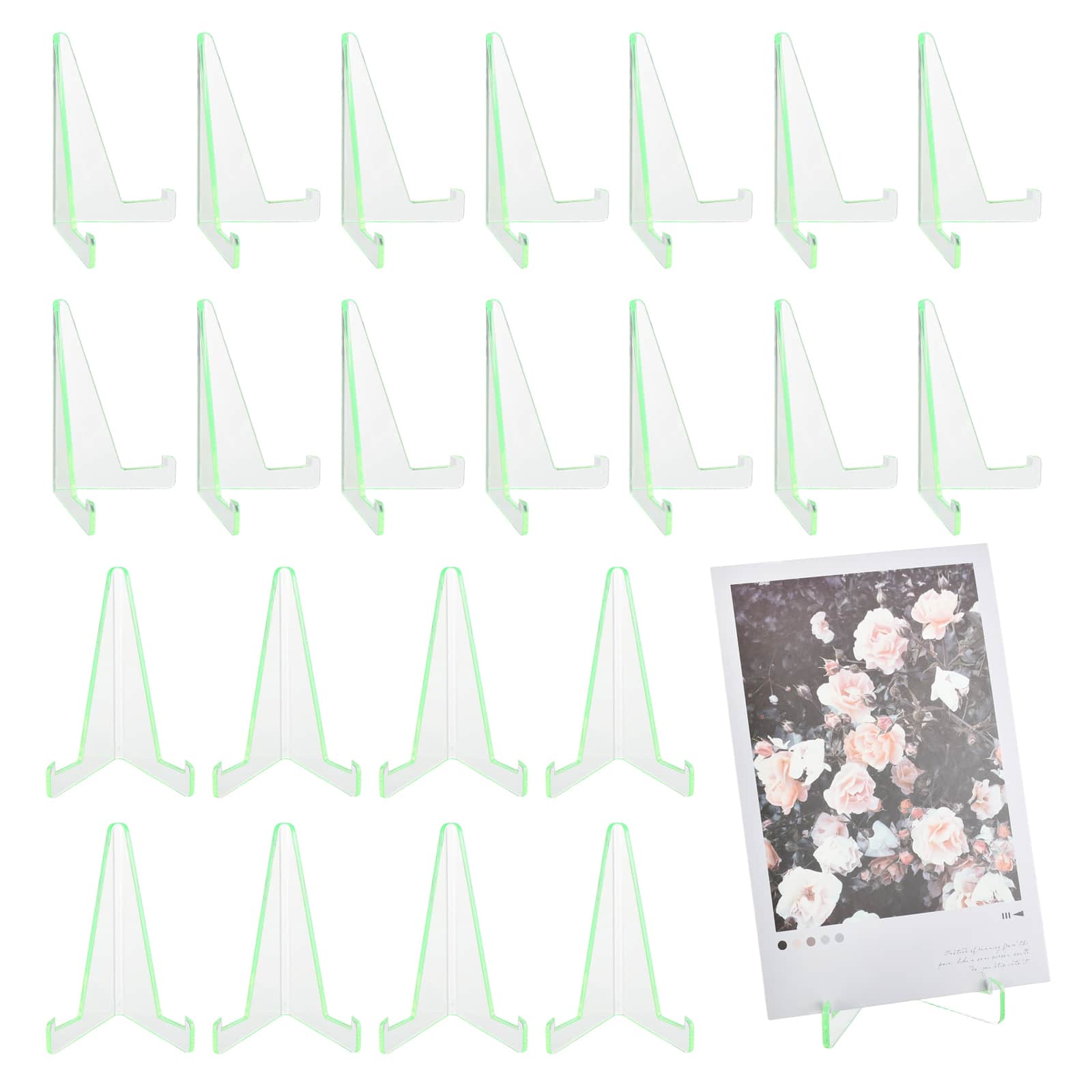 Unique Bargains - 20pcs Card Display Stand, 3.4" Clear Plastic Easel Stands Mini Picture Coin Display Easel Holder for Grade Card