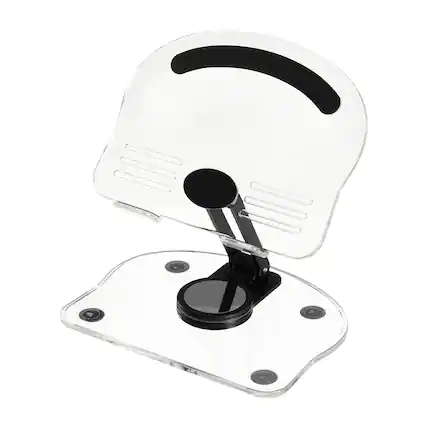 Front. Unique Bargains - Acrylic Tablet Stand - Adjustable, Foldable, Portable, Clear, 360° Rotating Base, for Desk/Home/Office, Women Gift - Black.
