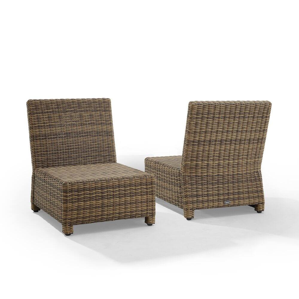 Left. Crosley Furniture - Bradenton 2Pc Armless Wicker Outdoor Chair Set - 2 Armless Chairs - Navy.