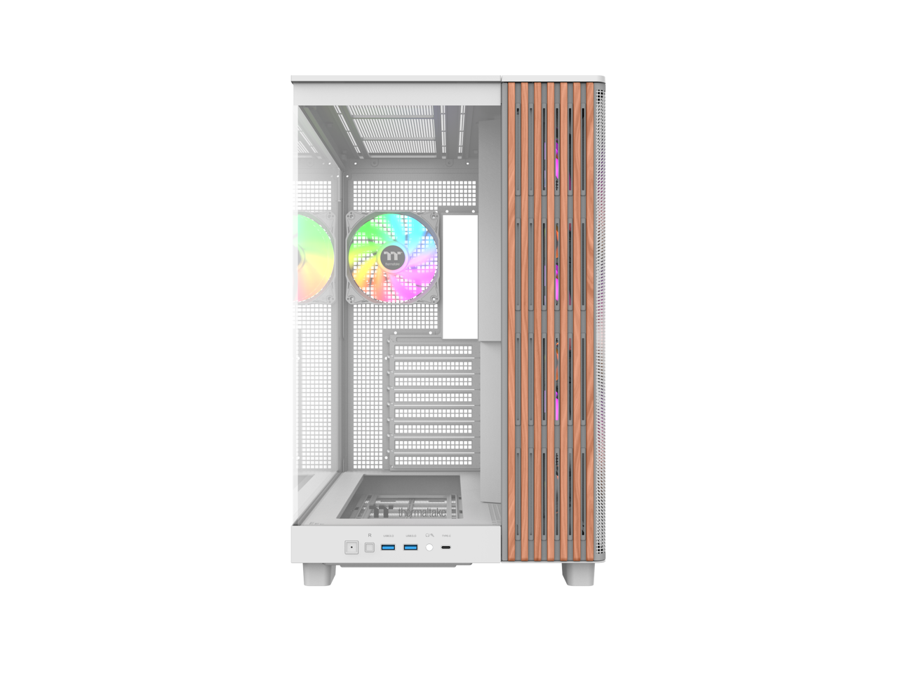 Alt View 4. Thermaltake - Thermaltake View 380 XL WS ARGB Mid Tower Chassis with Wood Trim, 4x ARGB Fans, 360mm Radiator, 420mm GPU Clearance - Black.