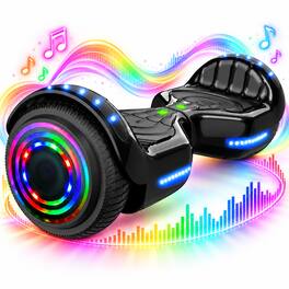 Hover Heart - 6.5" Self-Balancing Hoverboard with Colorful LED Wheel Lights and Bluetooth Speaker - Chrome Black