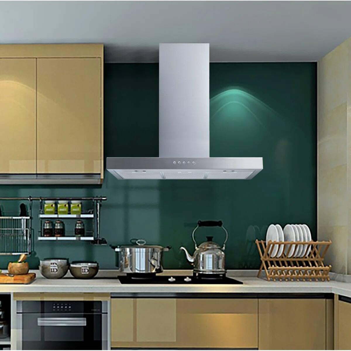 Angle. Winflo - Winflo 30 inch Convertible 500 CFM Stainless Steel Wall Mount  Range Hood - Stainless Steel.