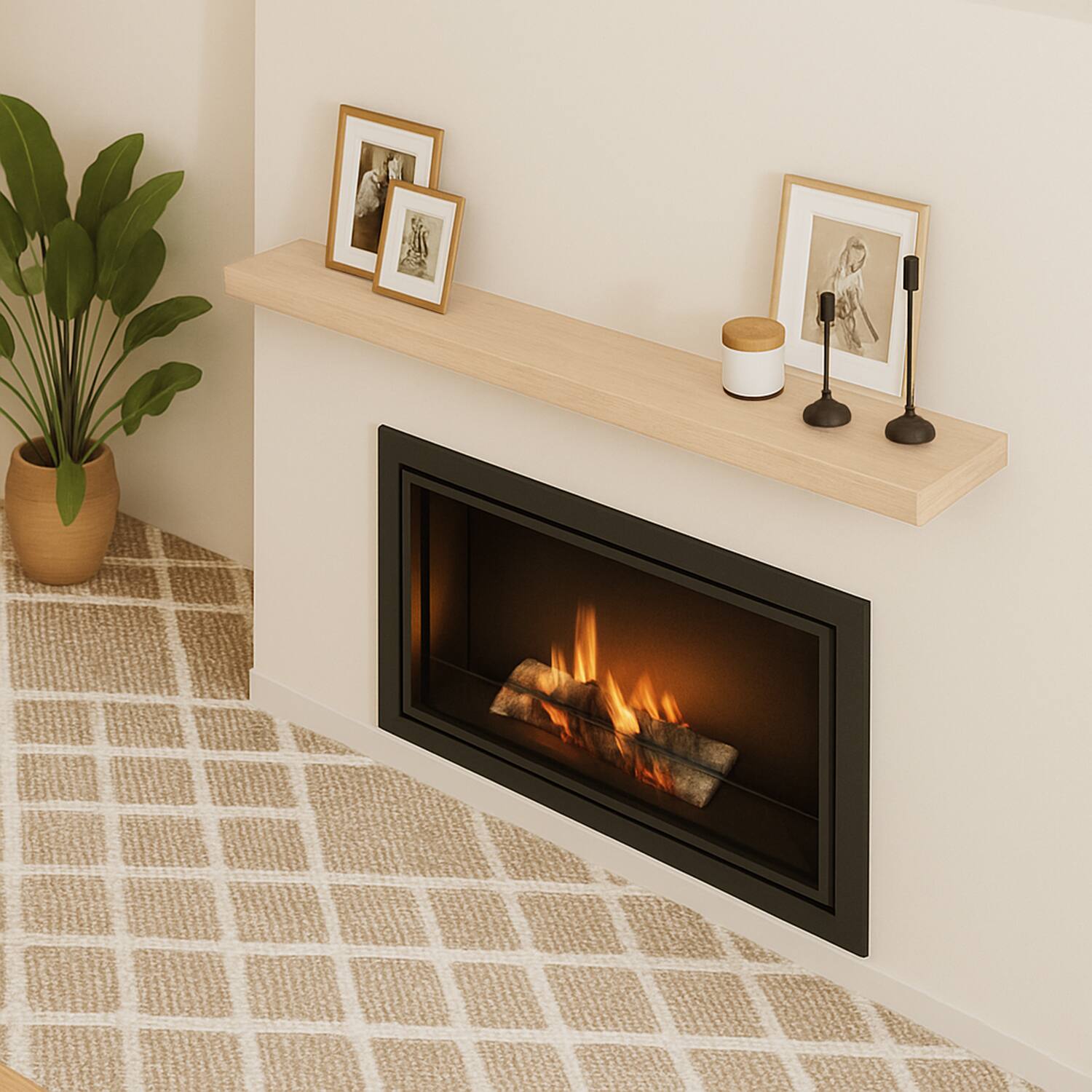 Alt View 3. BOMEDA - Floating Shelves for Wall, Bathroom Shelves Over Toilet, Wooden Wall Mounted Shelf for Room Storage, 48x7x1.5 in, 1 Pack - Oak.