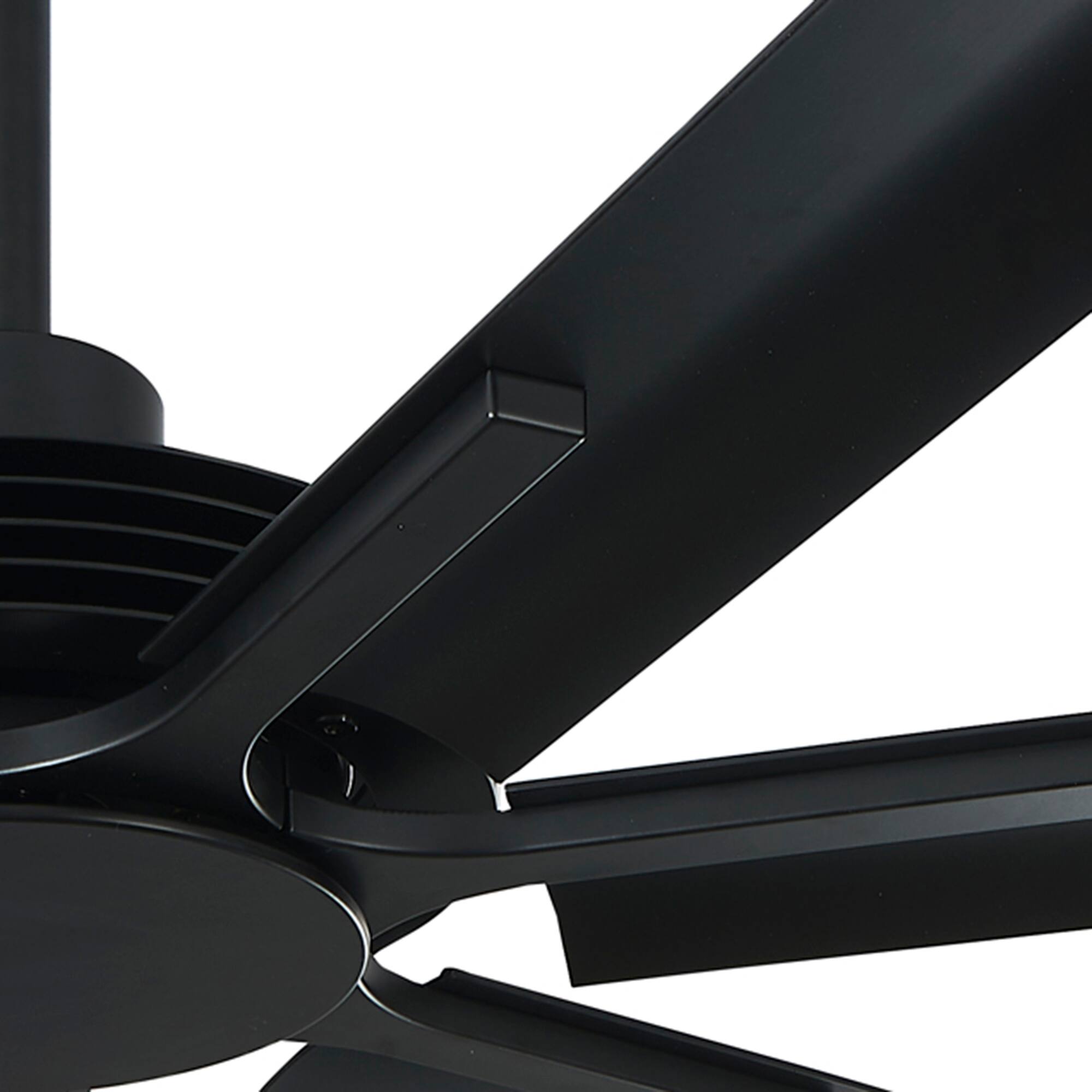 Alt View 5. Parrot Uncle - 100" Industrial Aluminum 7-Blade Black Extra Large Ceiling Fan with Remote - Matte Black.