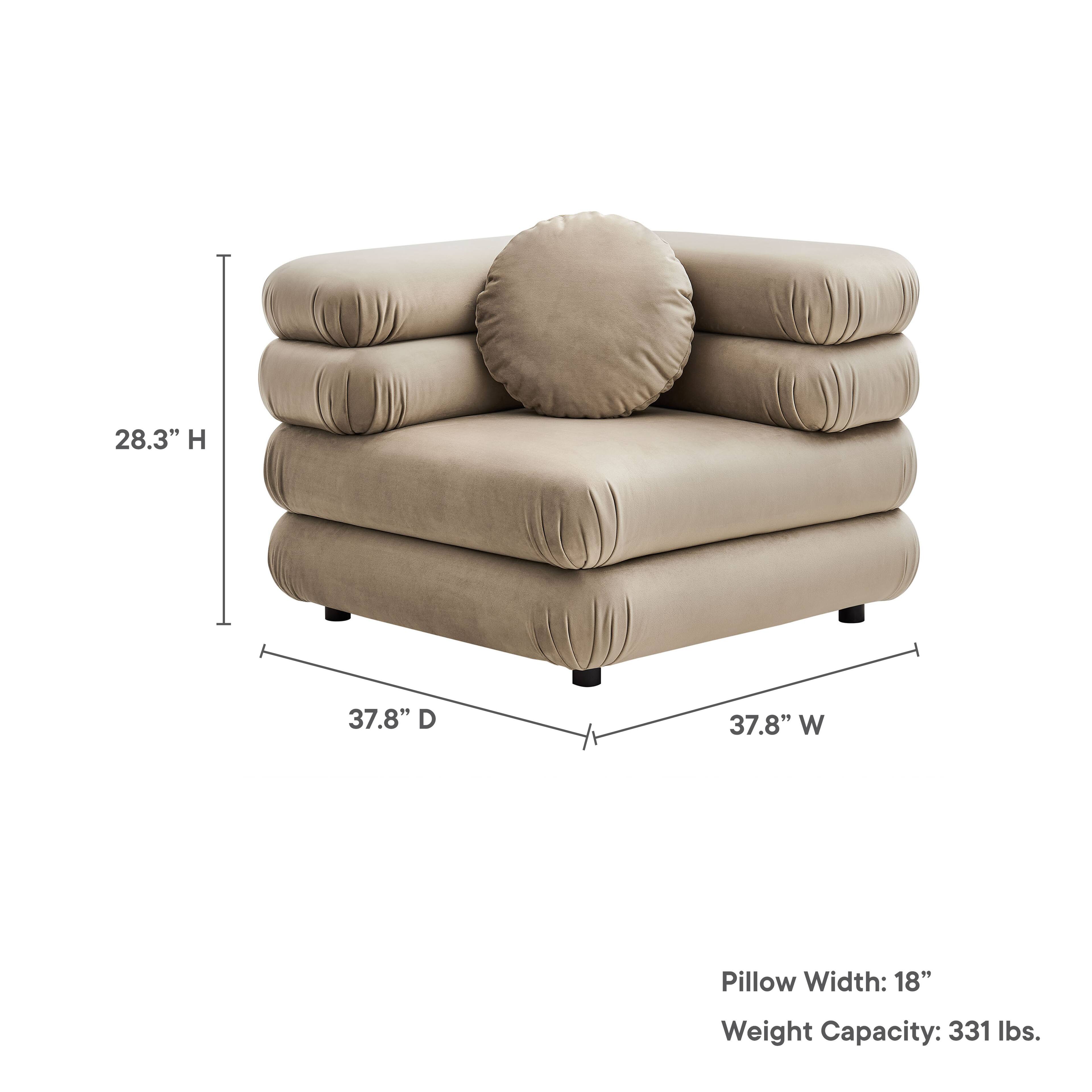 28.3" H 37.8" D 37.8" W Pillow Width: 18" Weight Capacity: 331 lbs.