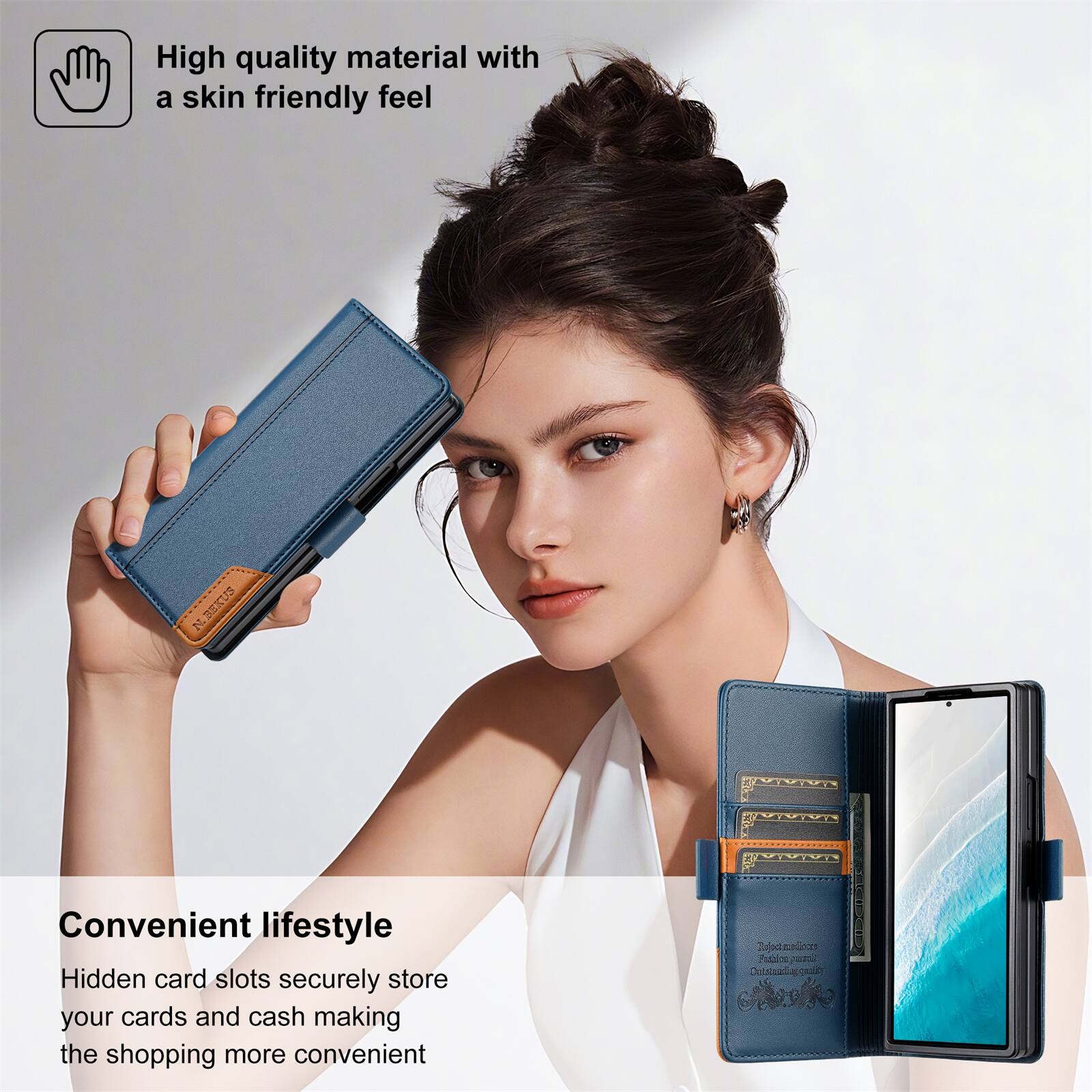 High quality material with a skin friendly feel

N.BEKUS

Convenient lifestyle
Hidden card slots securely store your cards and cash making the shopping more convenient

Reflectmedicare Fusion
Outstanding quality
